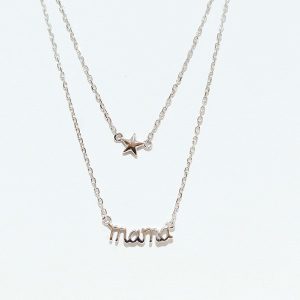 Collar en plata para Mamá doble con estrella