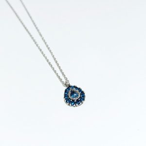 Collar plata top silver circonitas azules co6524p