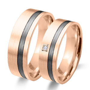 Alianza matrimonio oro rosa y rodio negro 6681rn