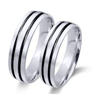 Alianza matrimonio oro blanco y rodio negro 6695bn50