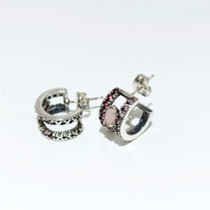 Pendientes plata top silver circonitas rosas pe6507p