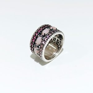 Anillo plata top silver circonitas rosas co6530p