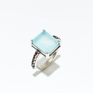 Anillo plata top silver calcedonia talla esmeralda an6533p