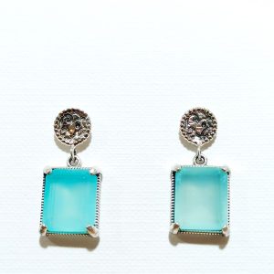 Pendientes plata top silver calcedonia talla esmeralda pe6533p