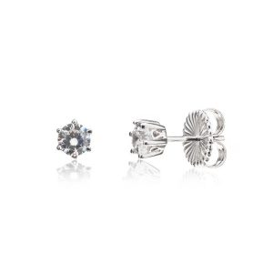 Pendientes plata 6 garras con circonita Camaleoni wp08/025