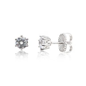Pendientes plata 6 garras con circonita Camaleoni wp08/050