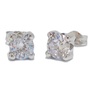 Pendientes oro blanco 18kts 4 garras circonita 2402/OB