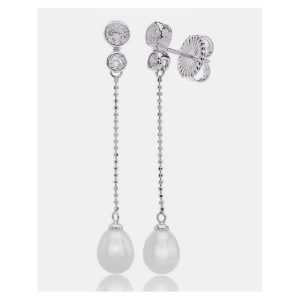 Pendientes plata y perla Camaleoni wpp017